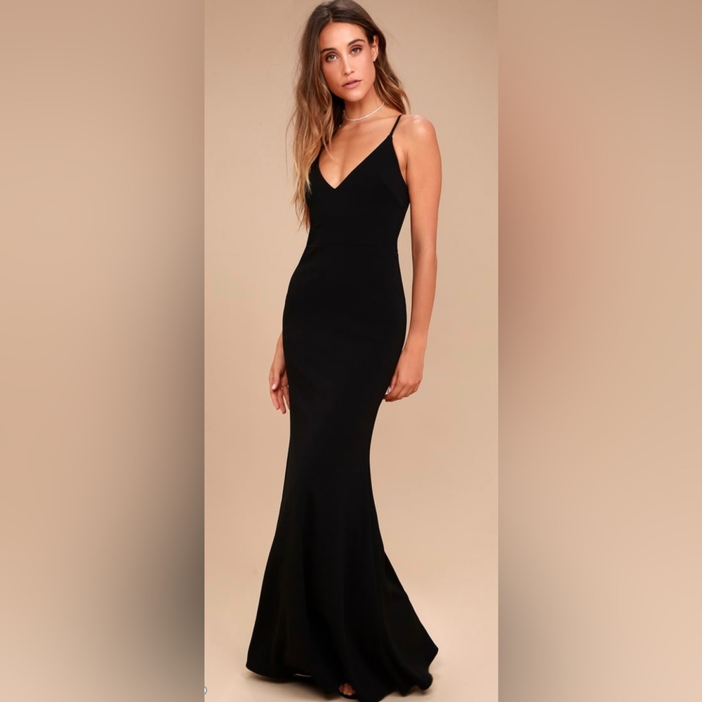 Lulus Infinite Glory Black Maxi Gown XL